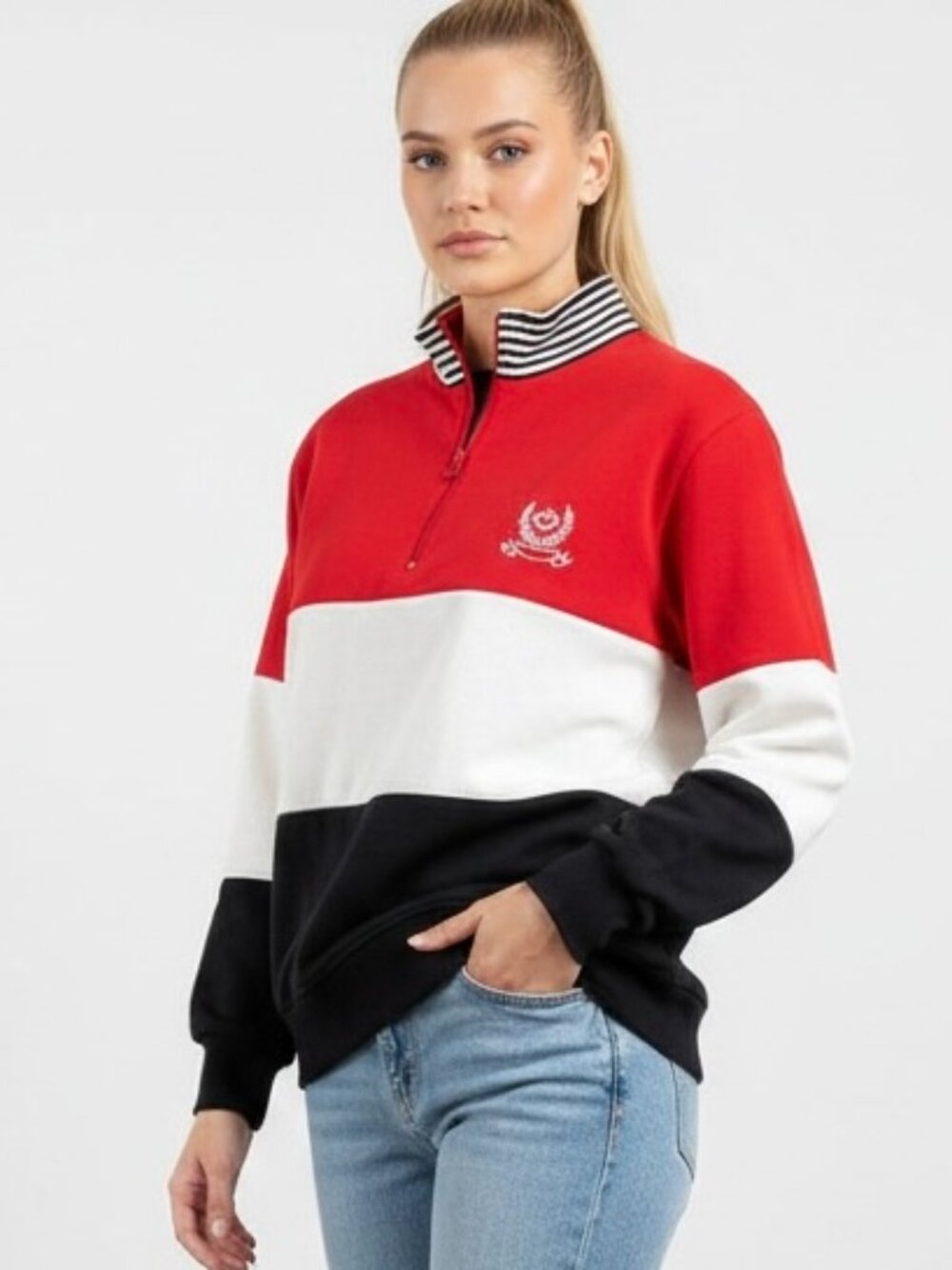 Vintage ECC Quarter Zip Sweatshirt Long Sleeve Knit Women’s Medium